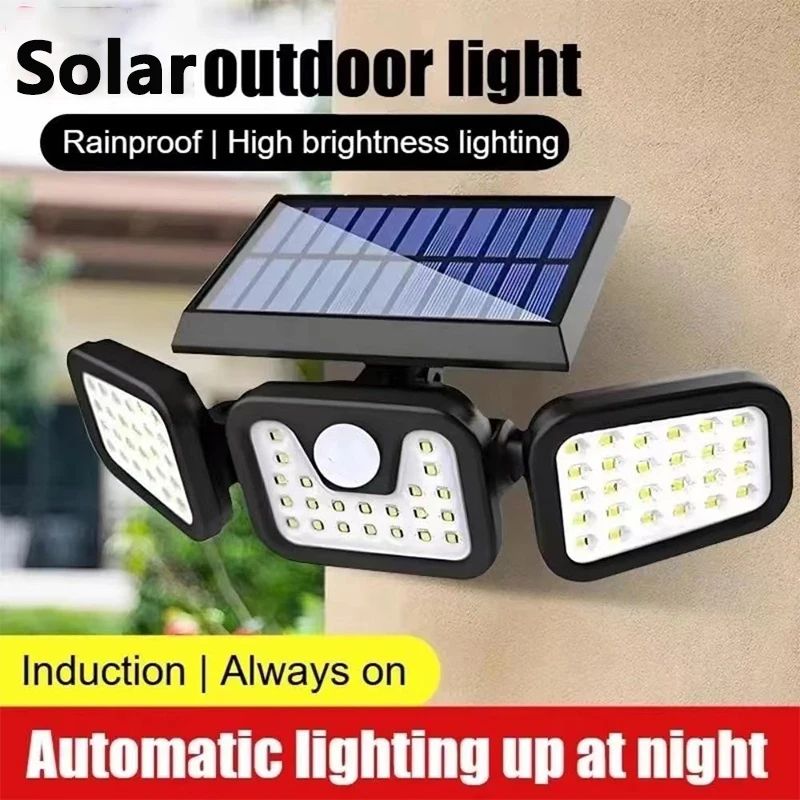 74 LED Solar Motion Sensor Wall Light Waterproof Rotating Security Lamp