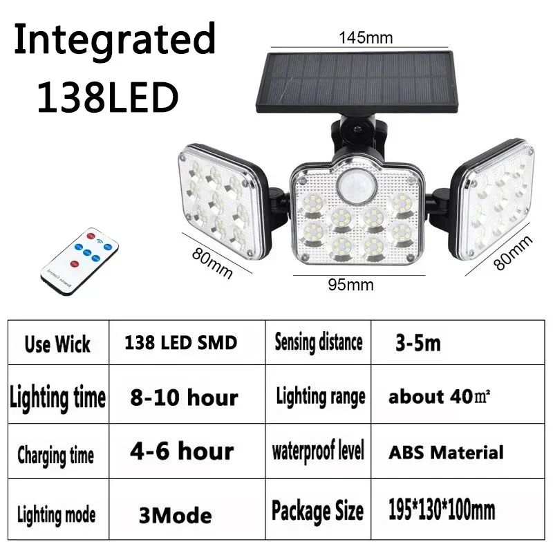 Adjustable Solar Motion Sensor Wall Light IP65 Waterproof LED Security Lamp
