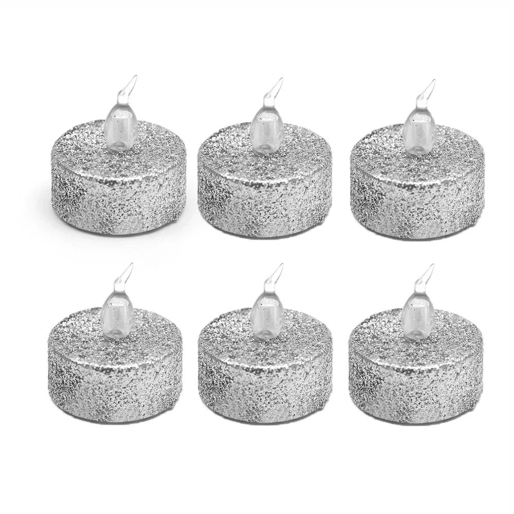 Gold Glitter Flameless LED Tealight Candles for Party and Wedding Decor