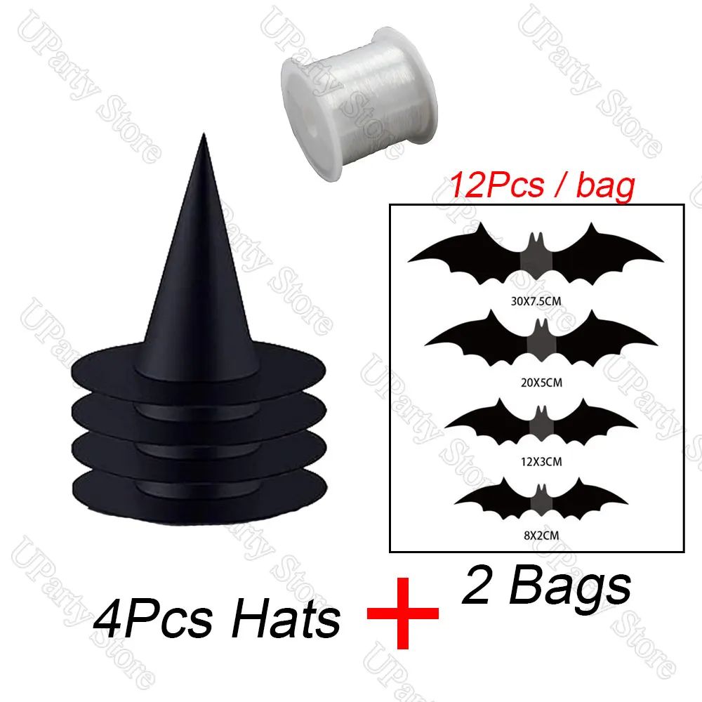 Halloween Hanging Witch Hats Set for Indoor and Outdoor Decorations