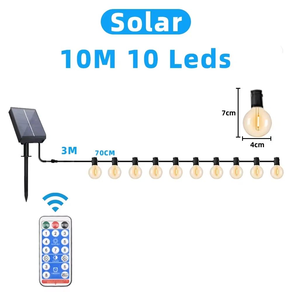 Outdoor Solar G40 LED String Lights