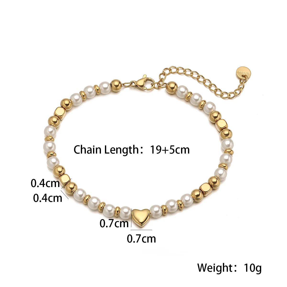 NEWBUY Heart Star Beaded Charm Bracelet