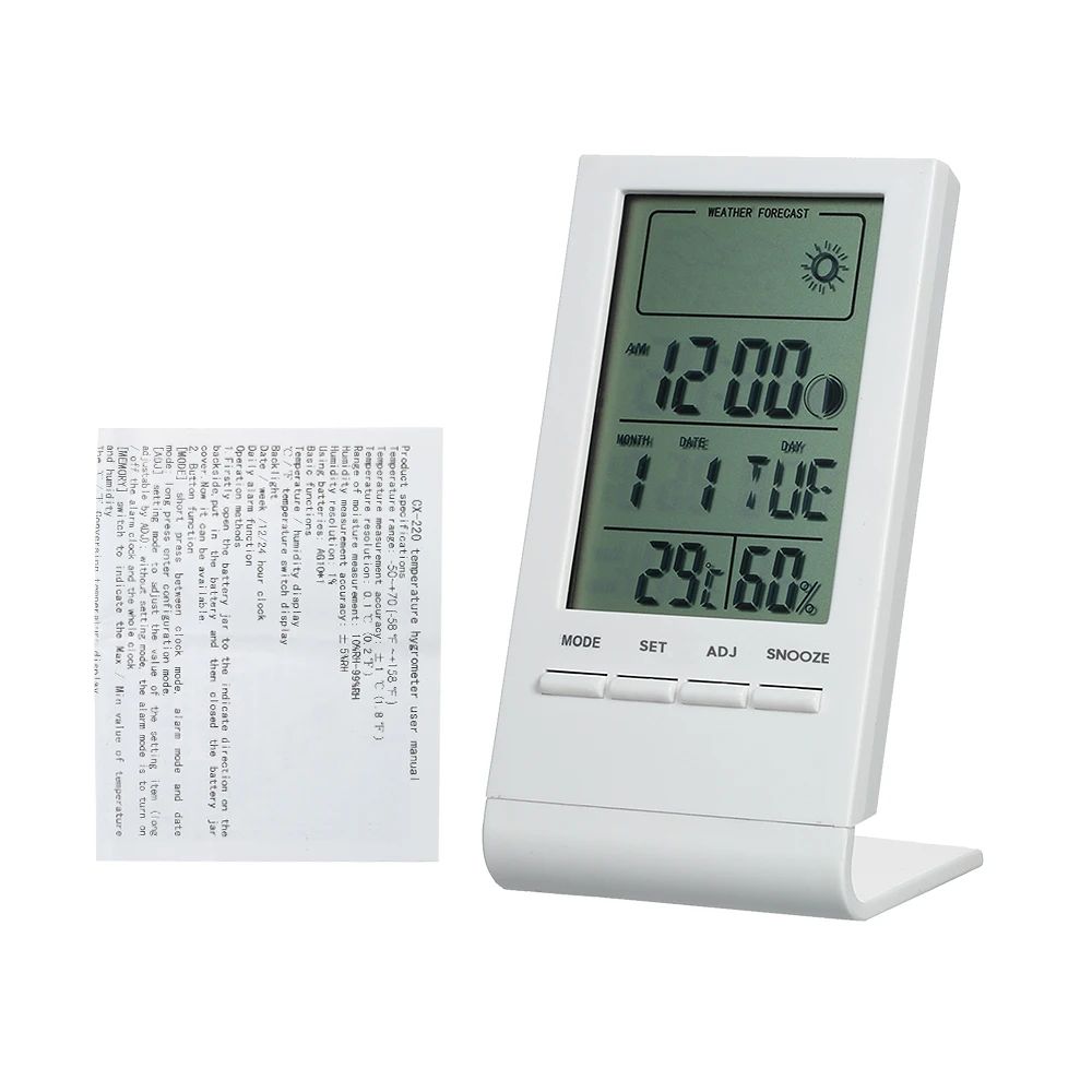 Mini Digital Thermometer Hygrometer with Clock and Weather Display