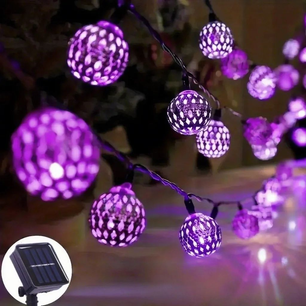 Solar Moroccan Ball LED String Lights for Outdoor Decor