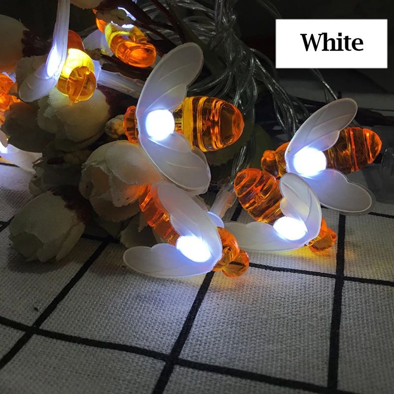 Solar Bee String Lights Outdoor Fairy Garden Decor