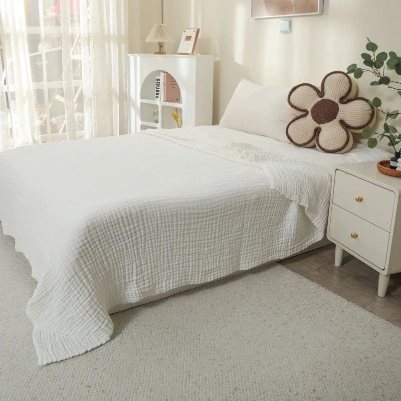 Cotton Muslin Plaid Breathable Summer Throw Blanket