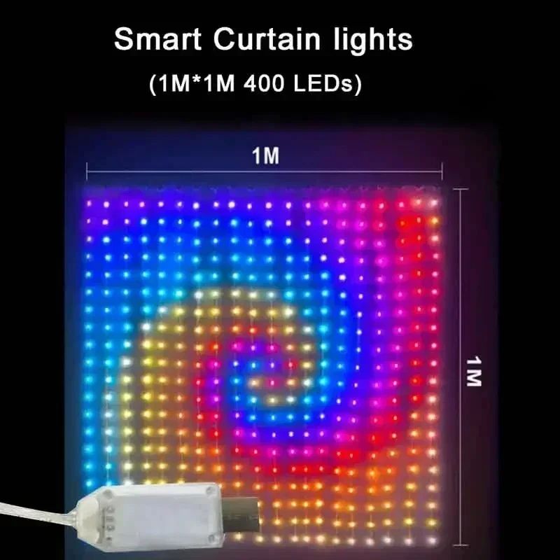 Smart RGB LED Curtain Lights with DIY Picture Display