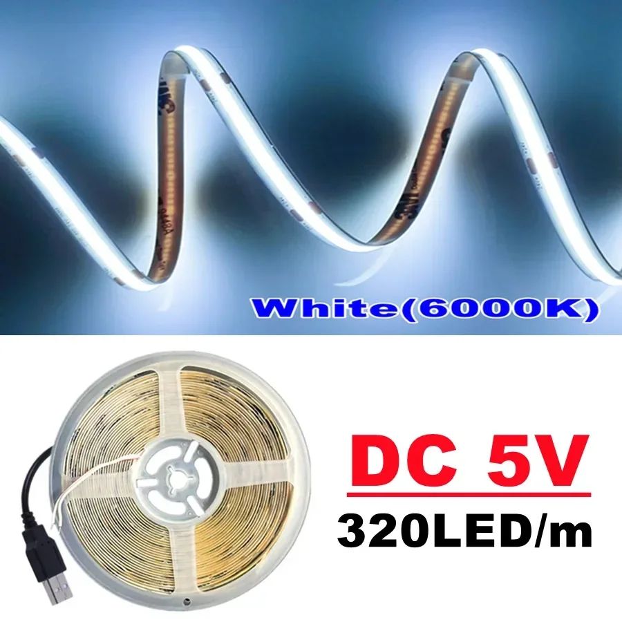 USB COB LED Strip Light 320 LEDs per Meter