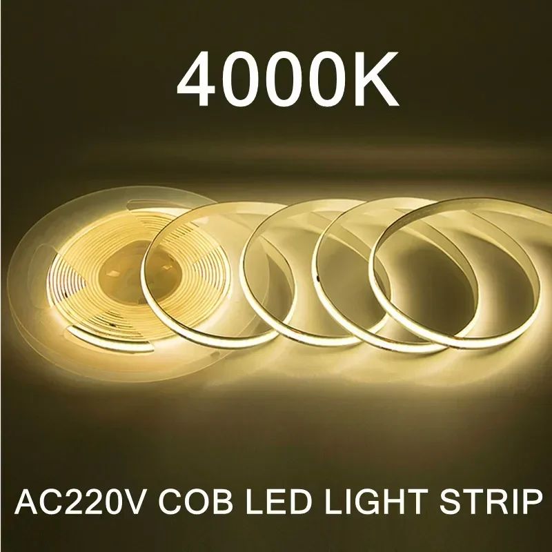 220V High Bright COB LED Strip Light Warm White