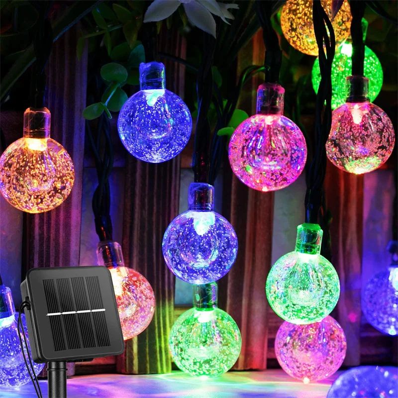 Solar Crystal Bubble Ball Outdoor String Lights