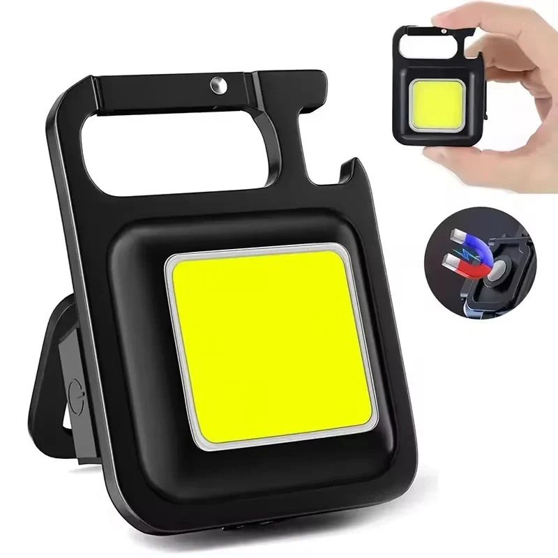 Mini Rechargeable COB Keychain Work Light with Foldable Side Light