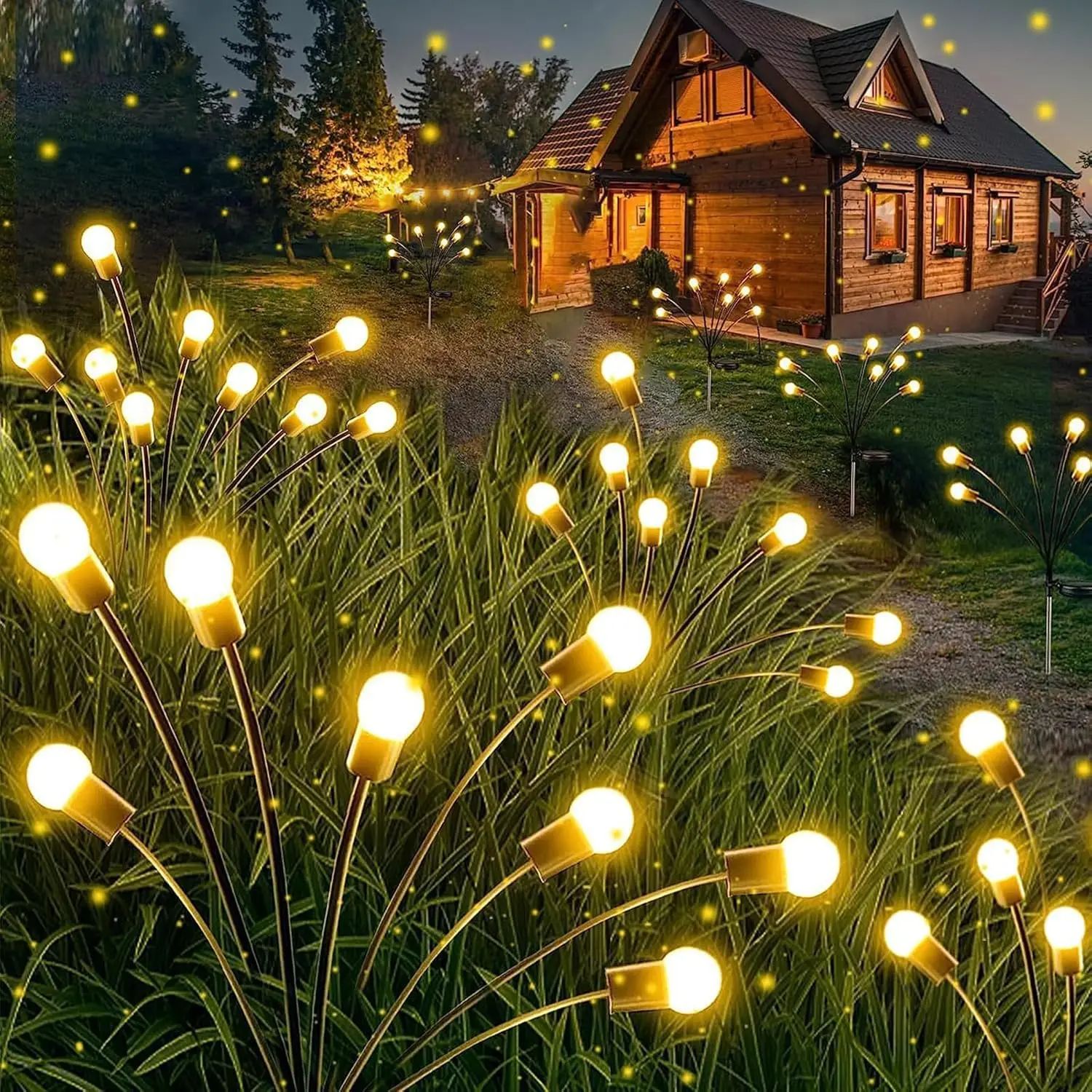 10 LED Solar Swaying Firefly Garden Lights for Outdoor Landscape