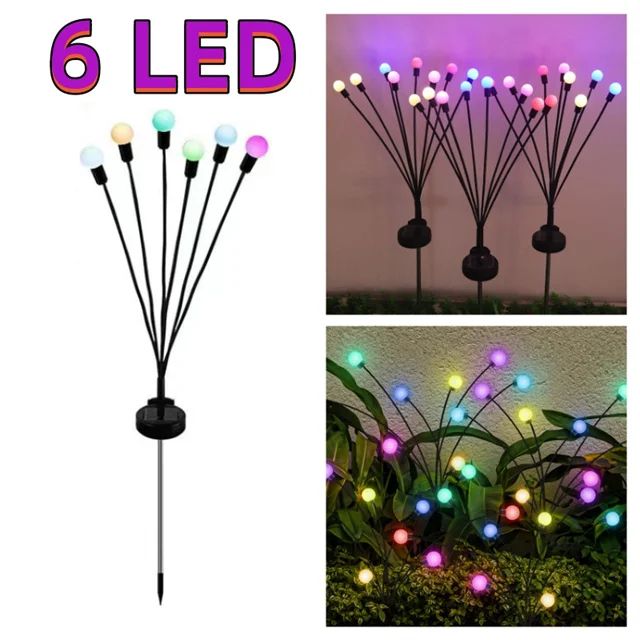 6 8 10 LED Solar Firefly Starburst Garden Lights