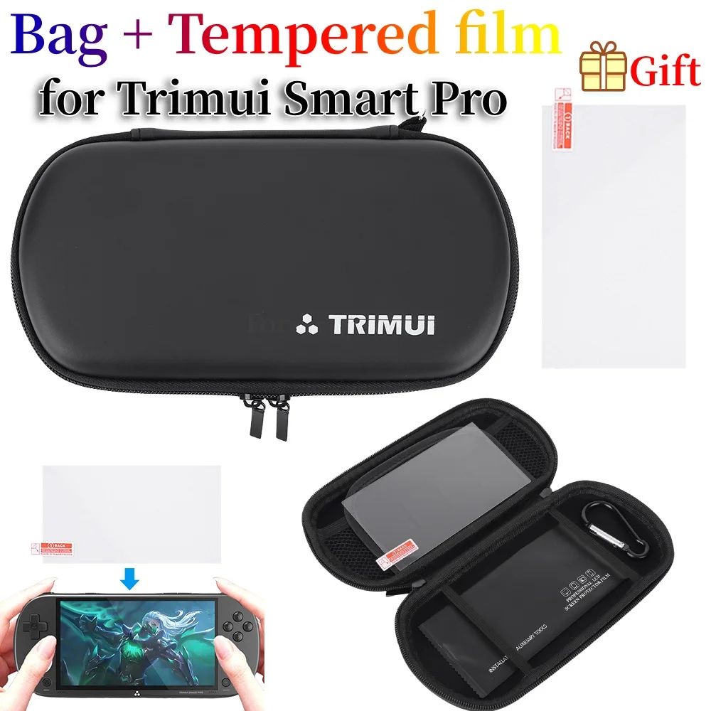 EVA Hard Carrying Case with Tempered Glass for Trimui Smart Pro