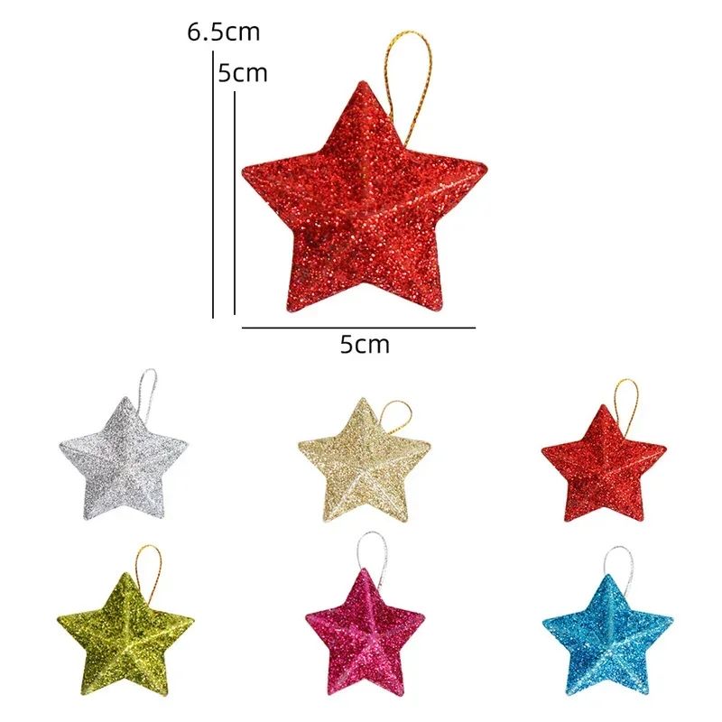 5cm Gold Glitter Star Christmas Tree Ornaments