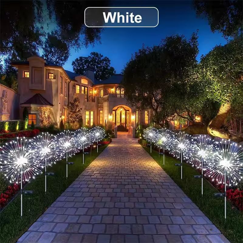 Solar SparkFire Garden Lights – Waterproof Outdoor Firework String Lights (90-200 LED, 3 Colors, 8 Modes)