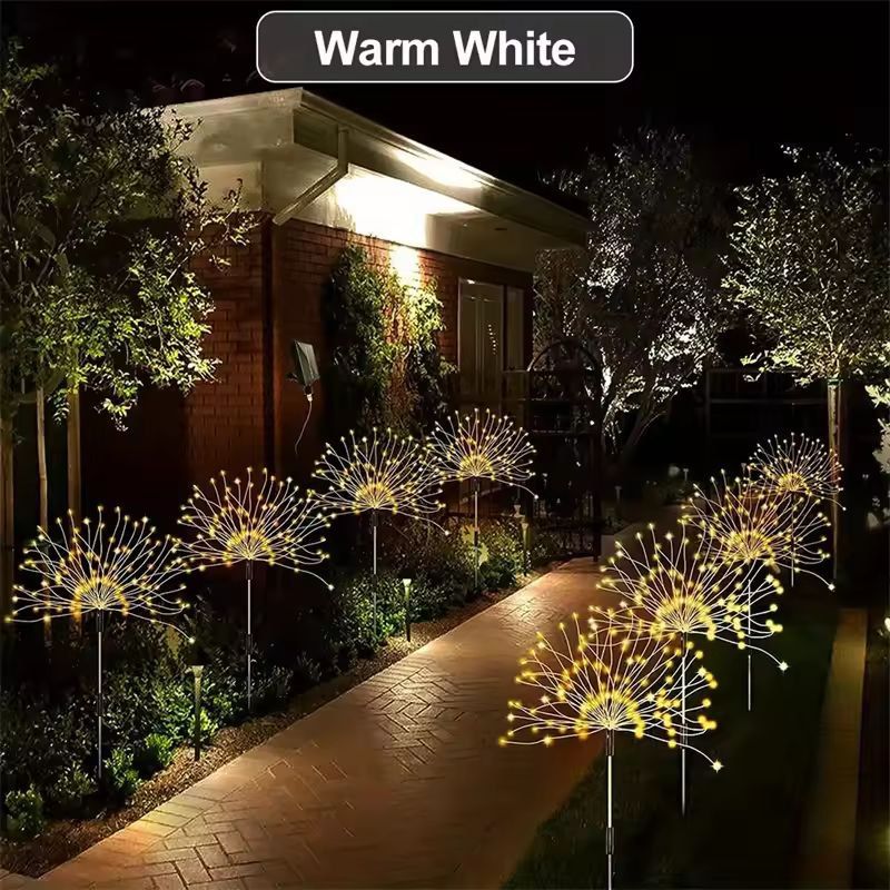 Solar Firework Garden Lights - Waterproof Outdoor 8-Mode Solar String Set