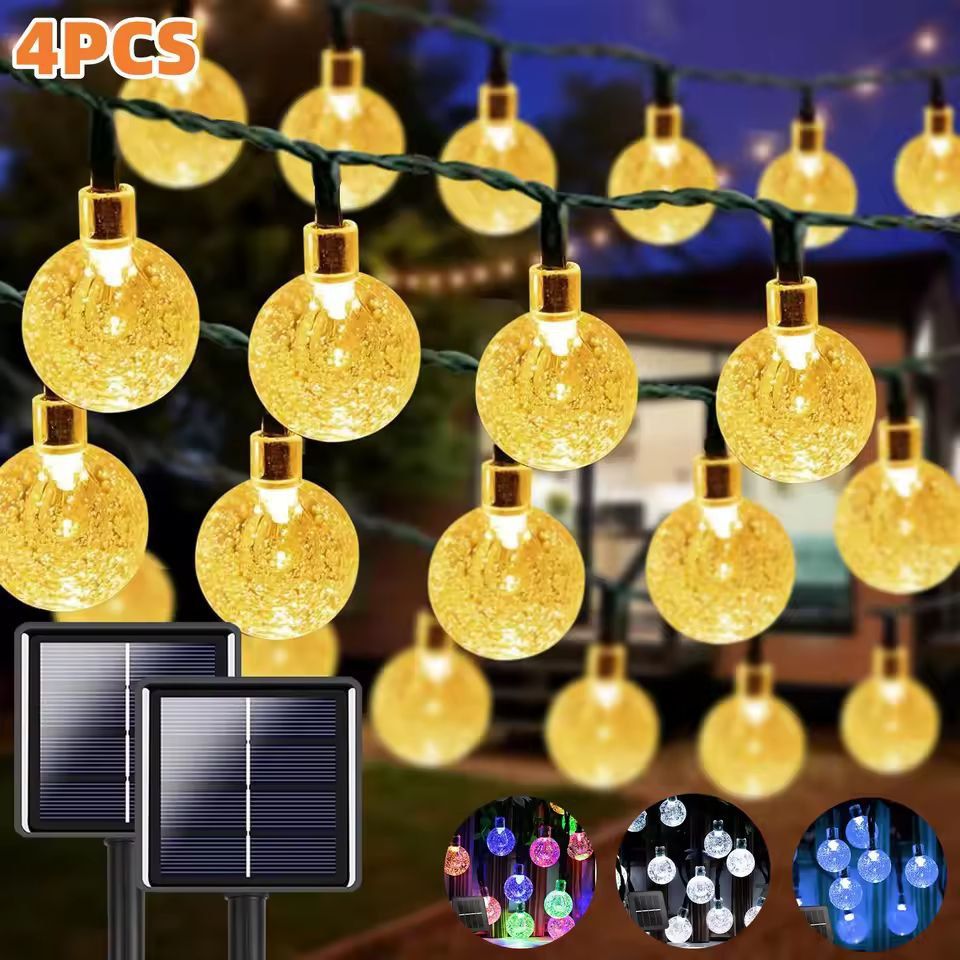 Solar Crystal Globe LED String Lights – Outdoor Solar Fairy Lights for Garden, Patio & Party