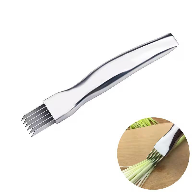 Stainless Steel Multi-Blade Onion & Scallion Slicer – Quick-Cut Vegetable Chopper