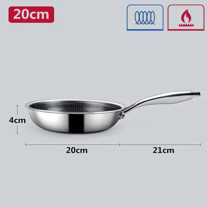 Premium Stainless-Steel Hybrid Nonstick Frying Pan - PFOA-Free Skillet
