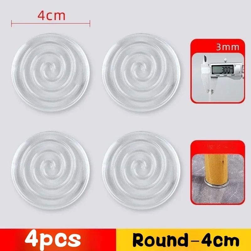 Transparent Silicone Non-Slip Furniture Pad Set - 4-Pack Anti-Slip & Anti-Vibration Floor Protectors