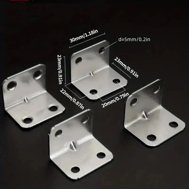 Heavy-Duty 20-Pack Stainless Steel Furniture Corner Brackets - 90° Right Angle Braces for Tables, Cabinets & Shelves
