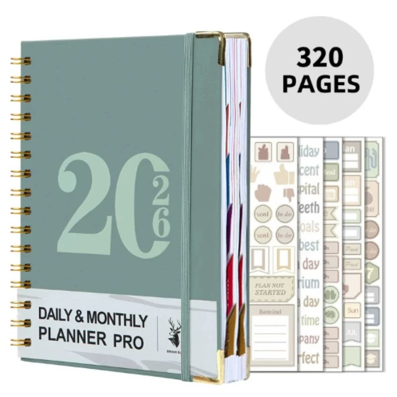 2026 Year-Round Planner & Organizer - 320-Page Weekly & Monthly Calendar with Stickers