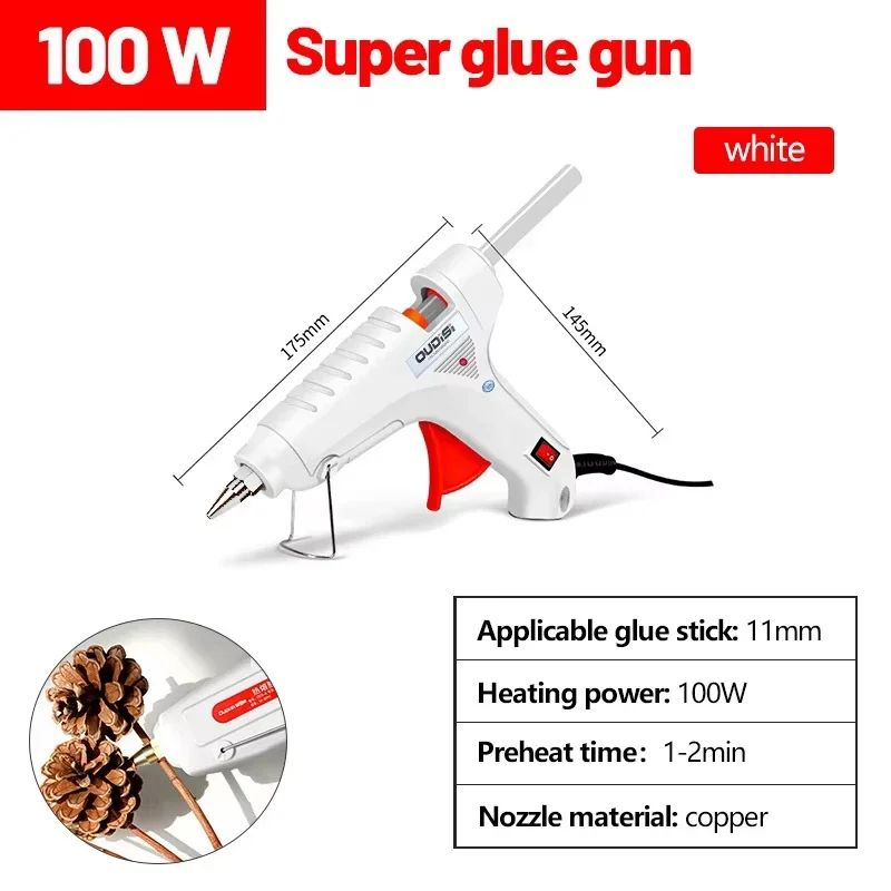 100W Heavy-Duty Hot Melt Glue Gun for DIY, Crafts & Fast Repairs