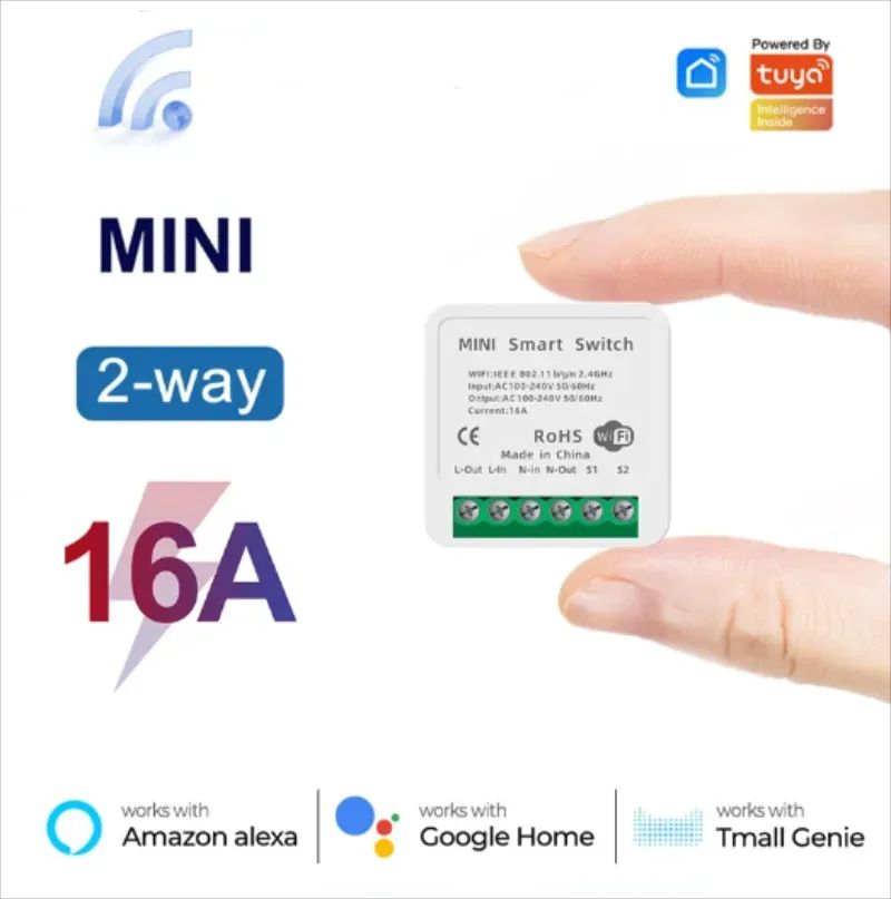 Tuya Mini 16A Smart WiFi Switch for Smart Life App with Alexa & Google Home Control
