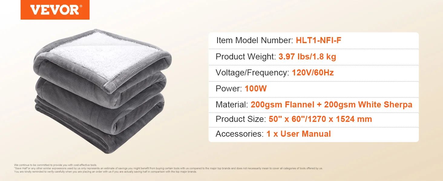 SucceBuy Electric Heated Throw Blanket with Timer - Soft Flannel Sherpa Comfort, 5 Heat Levels