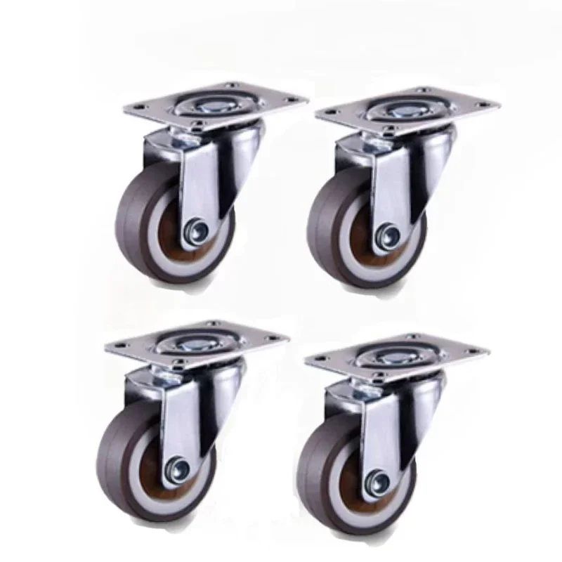 Soft Rubber Swivel Furniture Caster Wheels – 4-Pack Universal Rolling Casters for Furniture & Carts