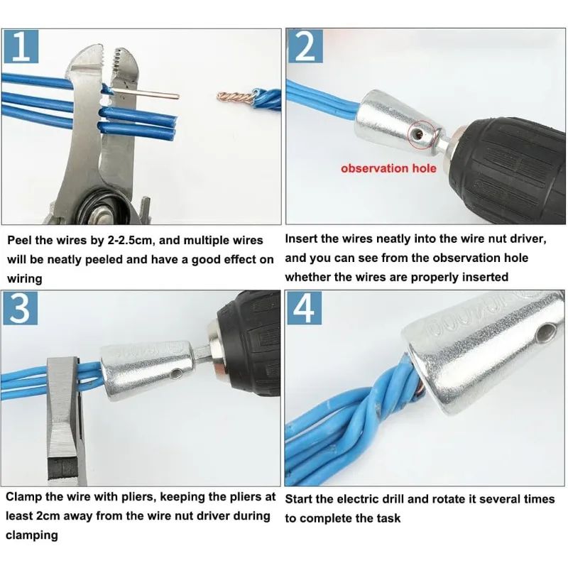 Wire Twister Tool For Drill Drill Wire Twister, 4pcs Wire Twisting Tool Electric Wire Twister 4pcs Wire Twisting Tool Electric Wire Twister Swivel Wire Nut