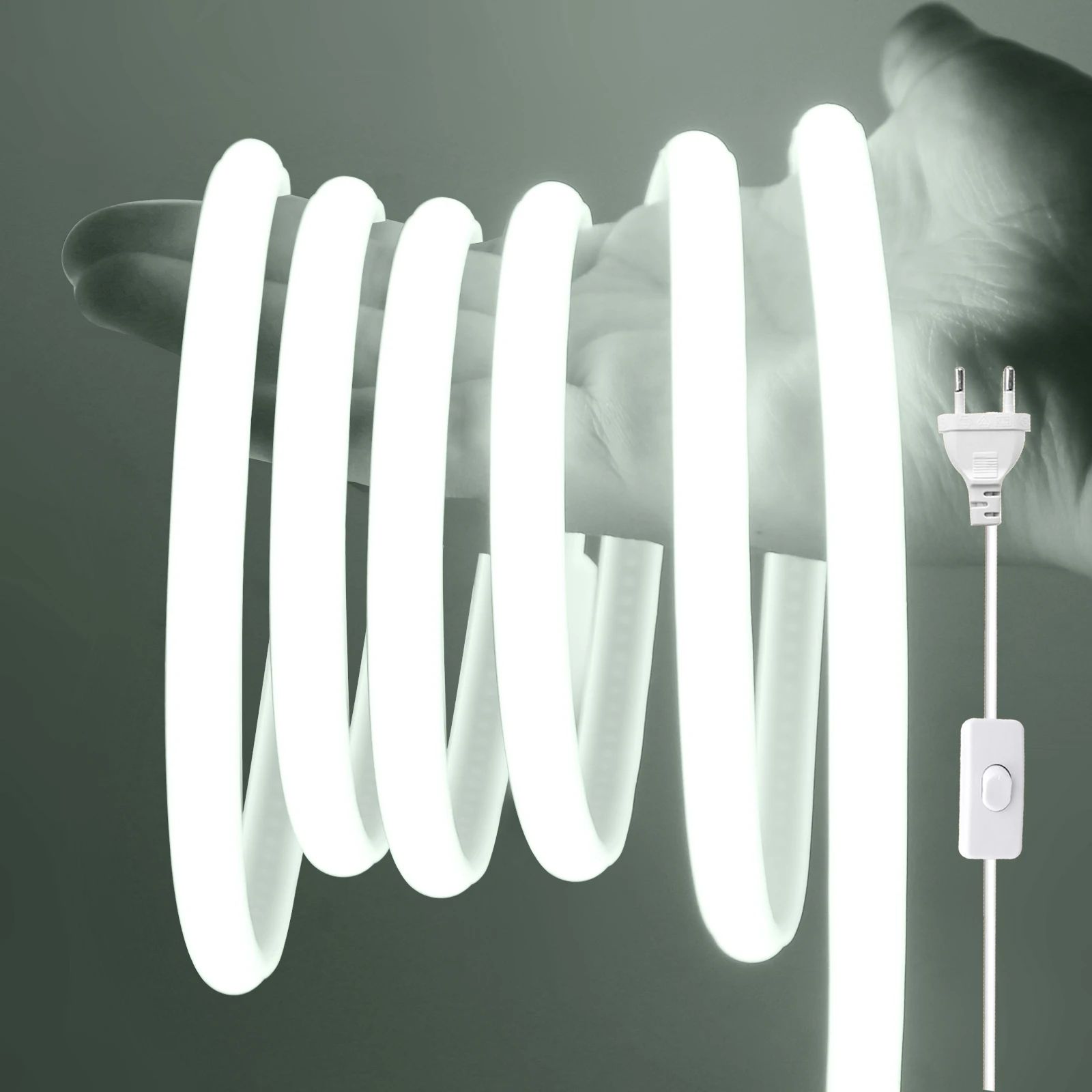 Flexible COB LED Strip Light with Switch – Waterproof Dimmable Home Accent Lighting