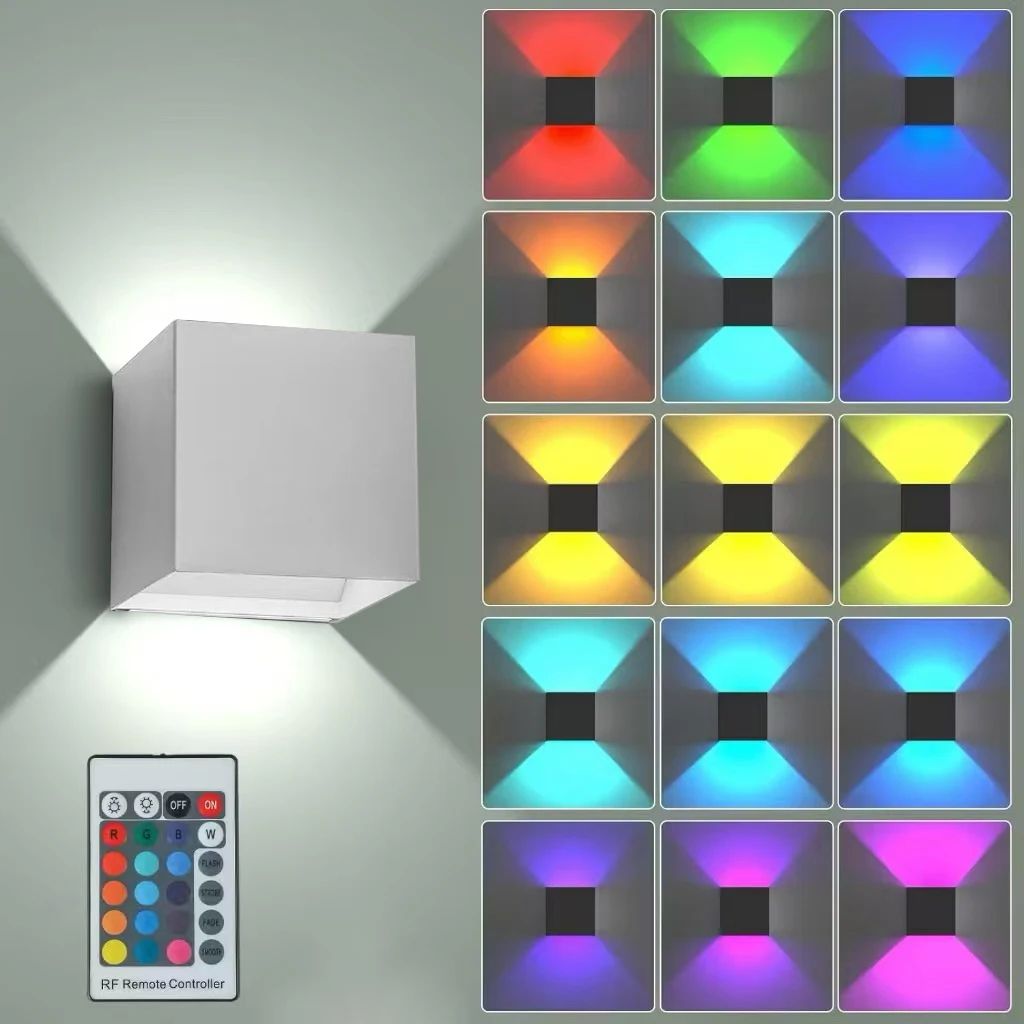 AuroraGlow RGB LED Wall Light with Remote – Modern Color-Changing Wall Sconce for Stylish Indoor Ambience