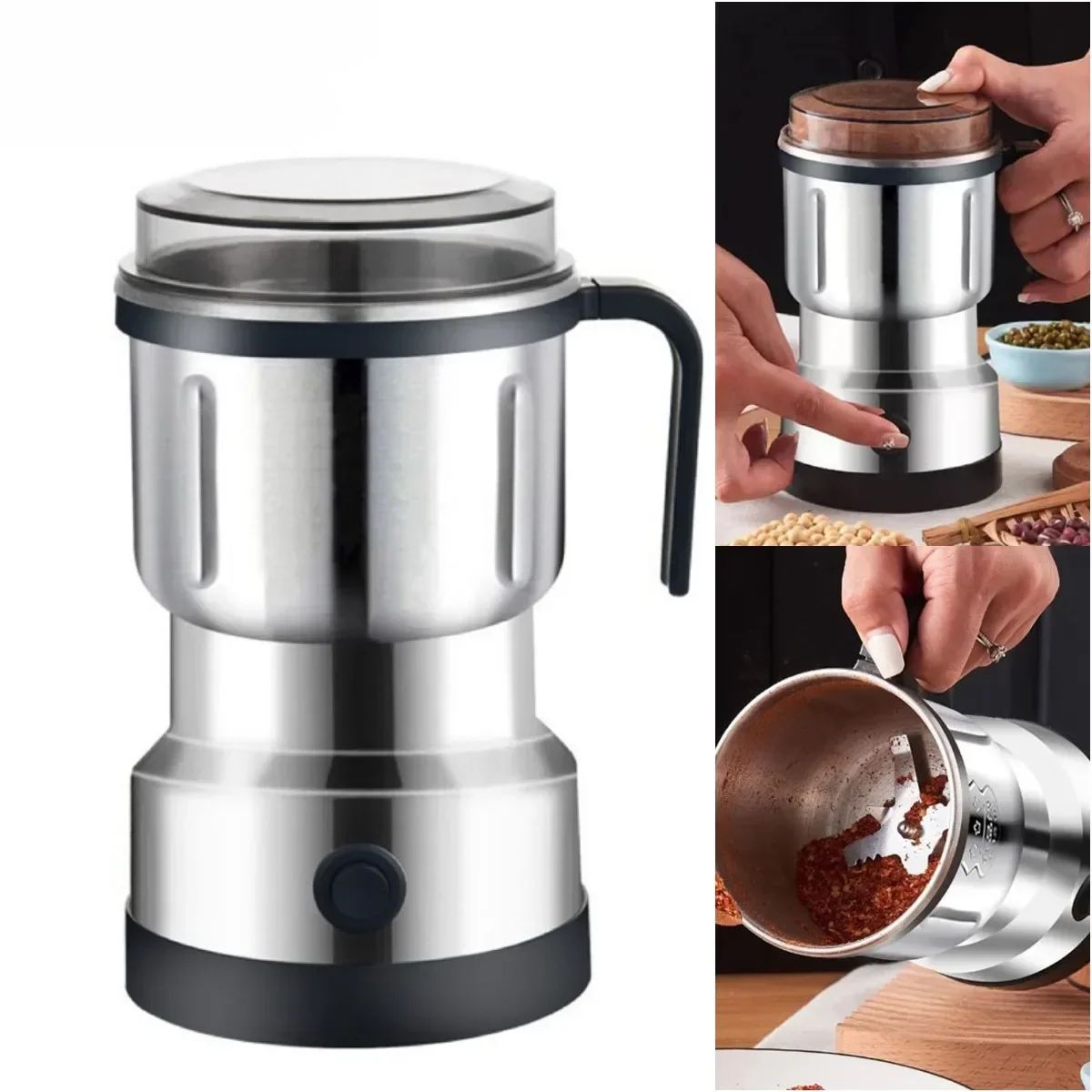 220V Electric Coffee Grinder – Stainless Steel Coffee Bean Grinder & Multi-Use Spice Grinder for Herbs, Nuts & Grains