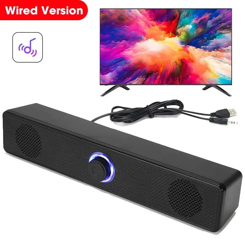 4D Surround Home Theater Soundbar with Subwoofer - Bluetooth Soundbar for TV & PC, Deep Bass Wired Stereo System