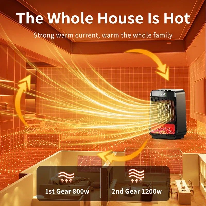 3D Flame Electric Fireplace Heater - Silent Energy-Saving Space Heater for Home & Office