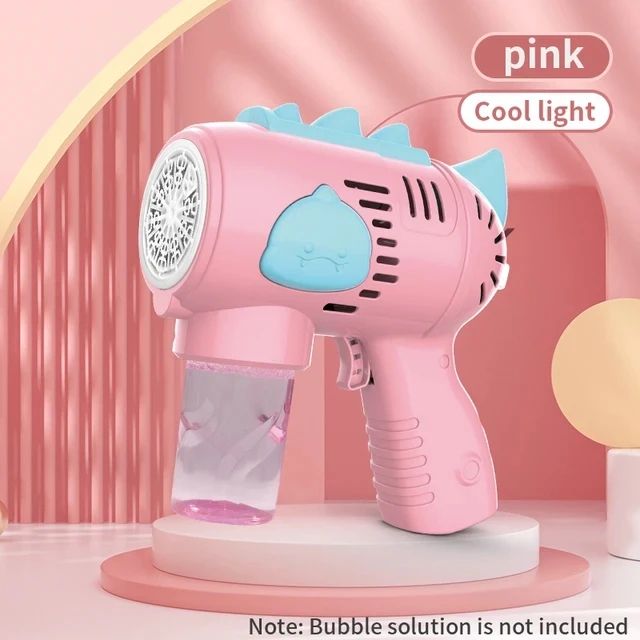 Dinosaur Bubble Machine with LED Lights - Automatic Bubble Gun for Kids Outdoor Play