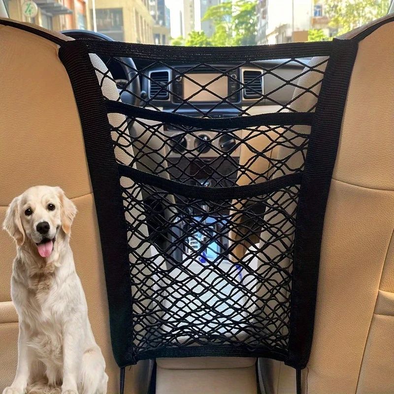 3-Layer Car Seat Gap Organizer Mesh Net Pocket Barrier for Front Seats