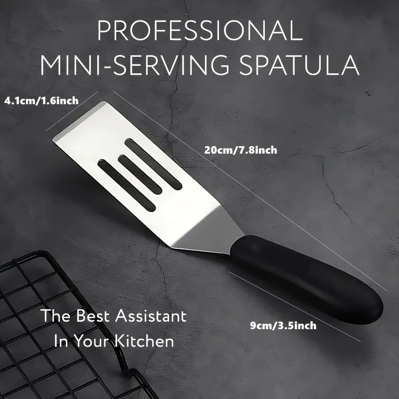 Mini Stainless Steel Brownie Spatula – Small Metal Serving & Cooking Turner for Cookies, Lasagna, and Desserts