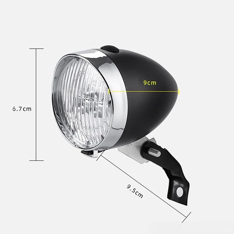 Retro 3-LED Waterproof Bike Headlight & Rear Safety Lamp – Vintage ABS Shell Bike Front Light