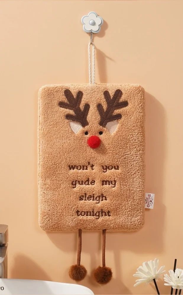 Christmas Hanging Loop Hand Towel – Super Soft, Quick-Dry Christmas hand towels for Kitchen & Bathroom Decor