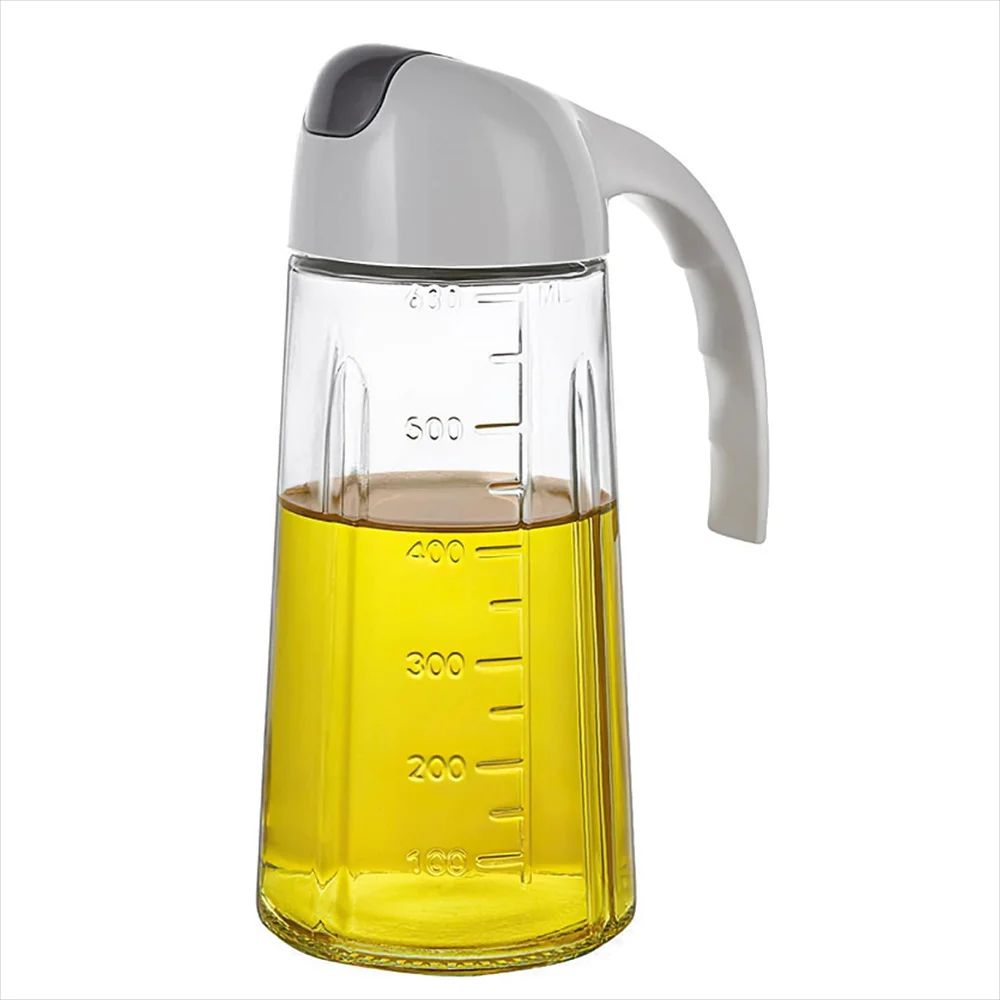 Auto Flip Glass Olive Oil Dispenser Bottle 630ml – Leakproof One-Hand Pour Oil & Vinegar Dispenser