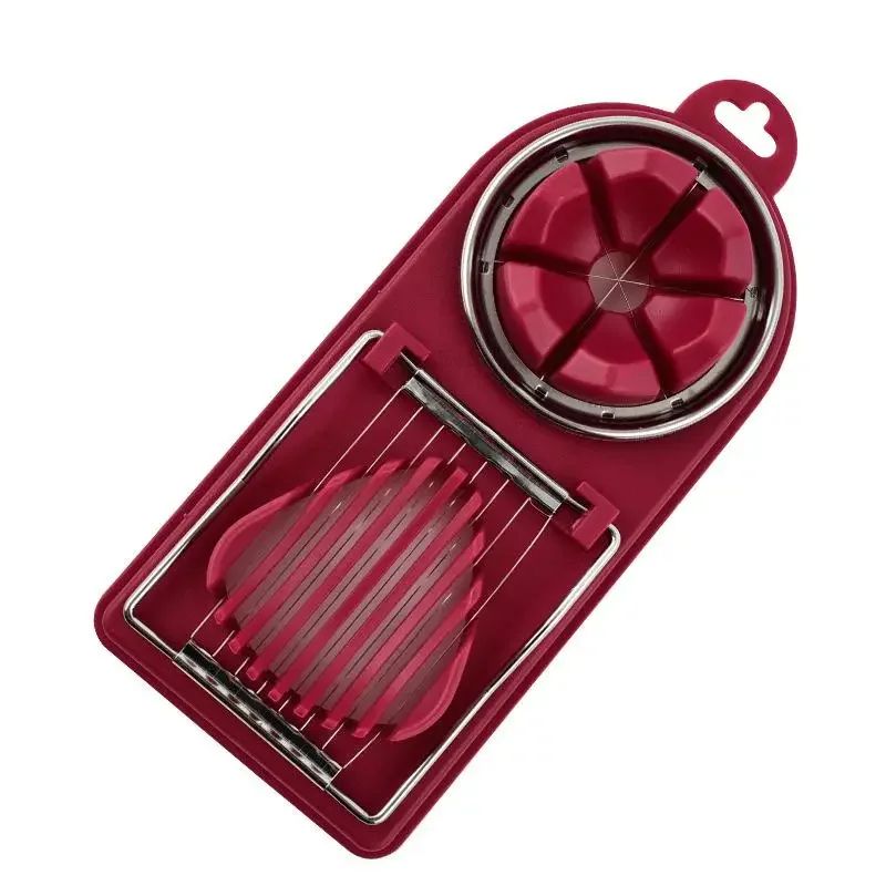 2-in-1 Stainless Steel Egg Cutter & Preserved Egg Slicer with Plastic Base
