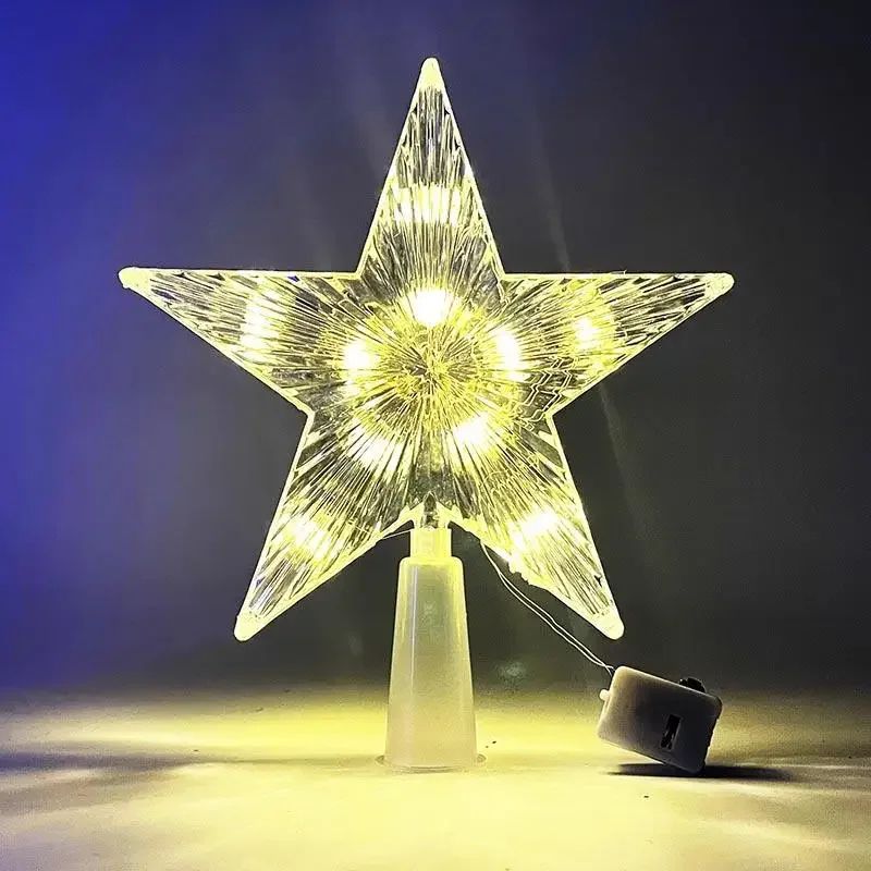 15cm LED Star Christmas Tree Ornament – Transparent Light-Up Holiday Decoration