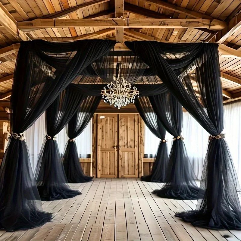 Black Polyester Tulle Draping Fabric Set (2pcs x 315 in) for | Inspire ...