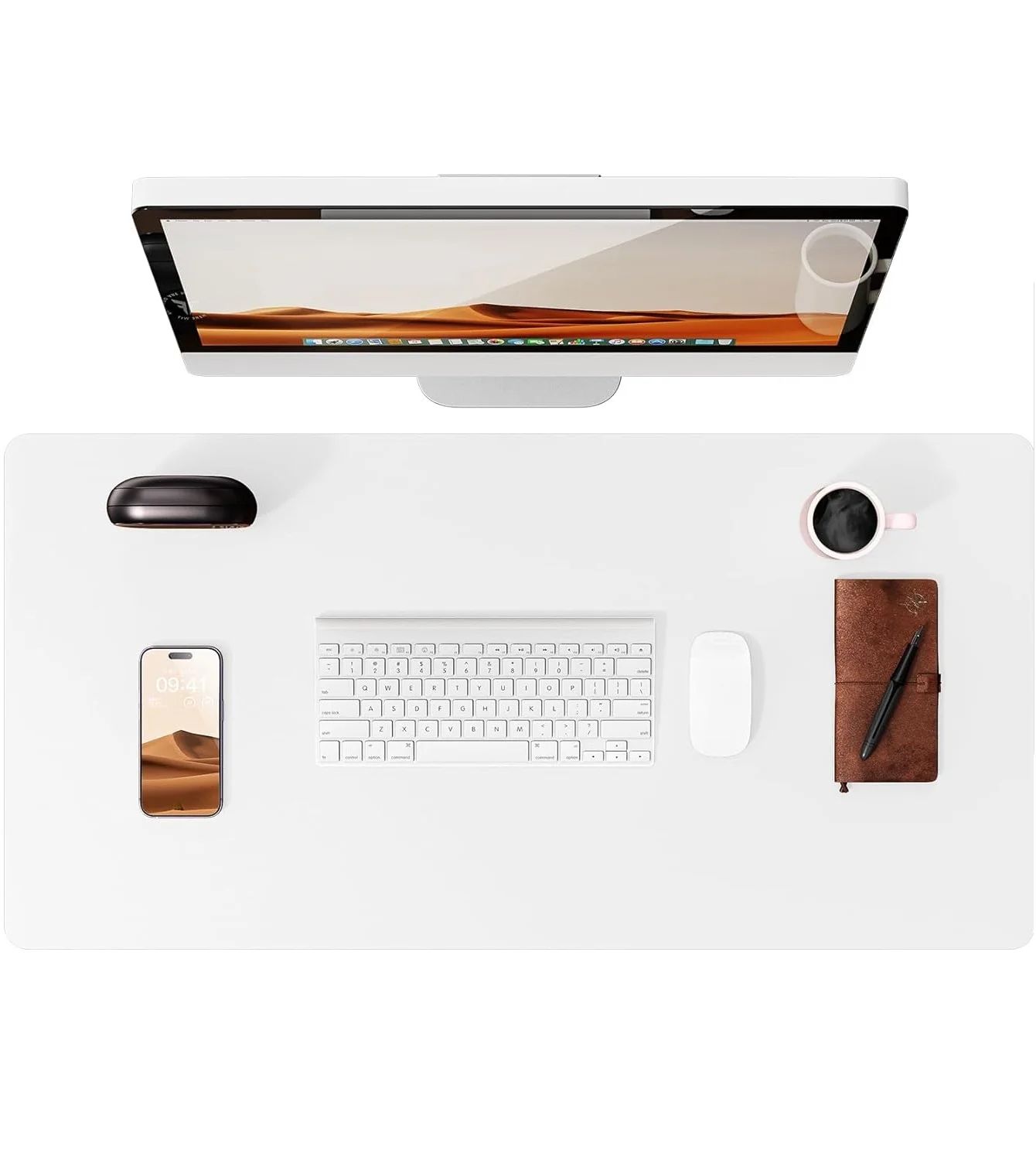 PU leather desk pad Protector - Non-Slip desk mat protector & large mouse pad for Office Desks
