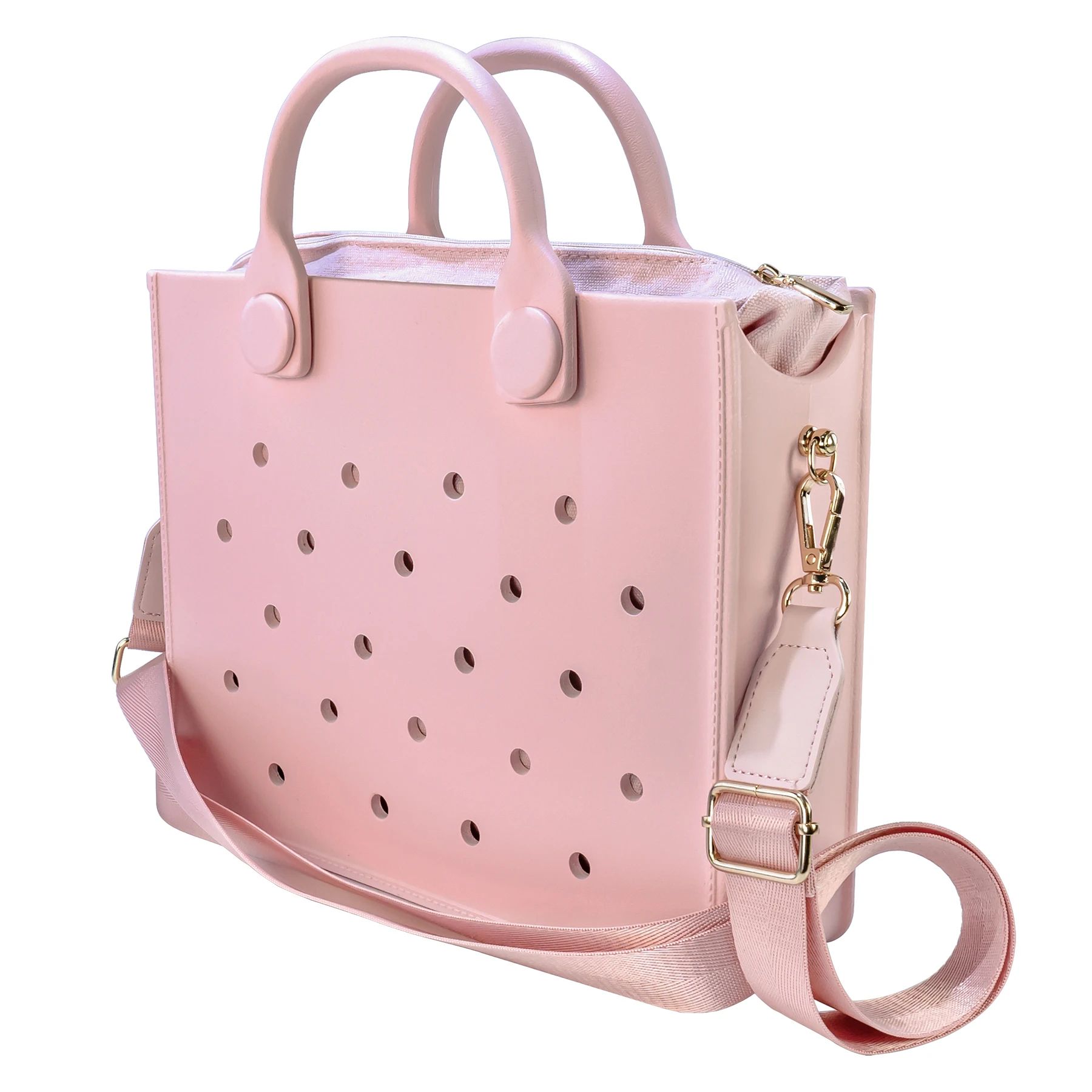 EVA Waterproof Charm-Hole Tote - Large Capacity Shoulder Beach Bag (11.4x10.6x2.8 in)