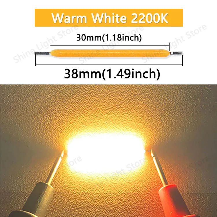 3V 38mm COB LED Filament Replacement Strips for Edison Bulbs and DIY Decor Lighting