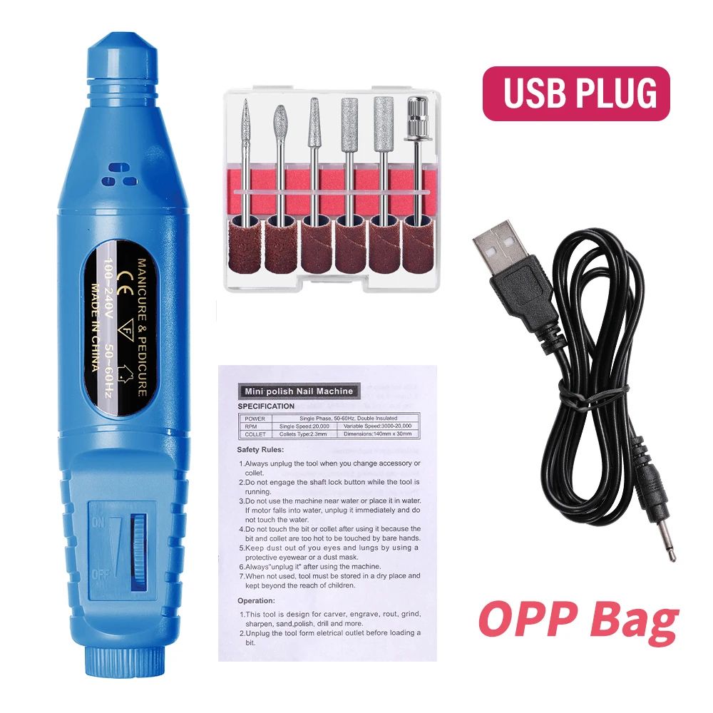 LINMANDA 6-in-1 electric nail drill Cordless Manicure Nail Drill Kit with Bits